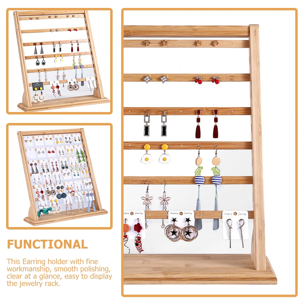 Earring Storage Rack Cards ganizer Jewelry Holder Display St Desktop Bamboo Material Smooth Prime Quality Creative Shape