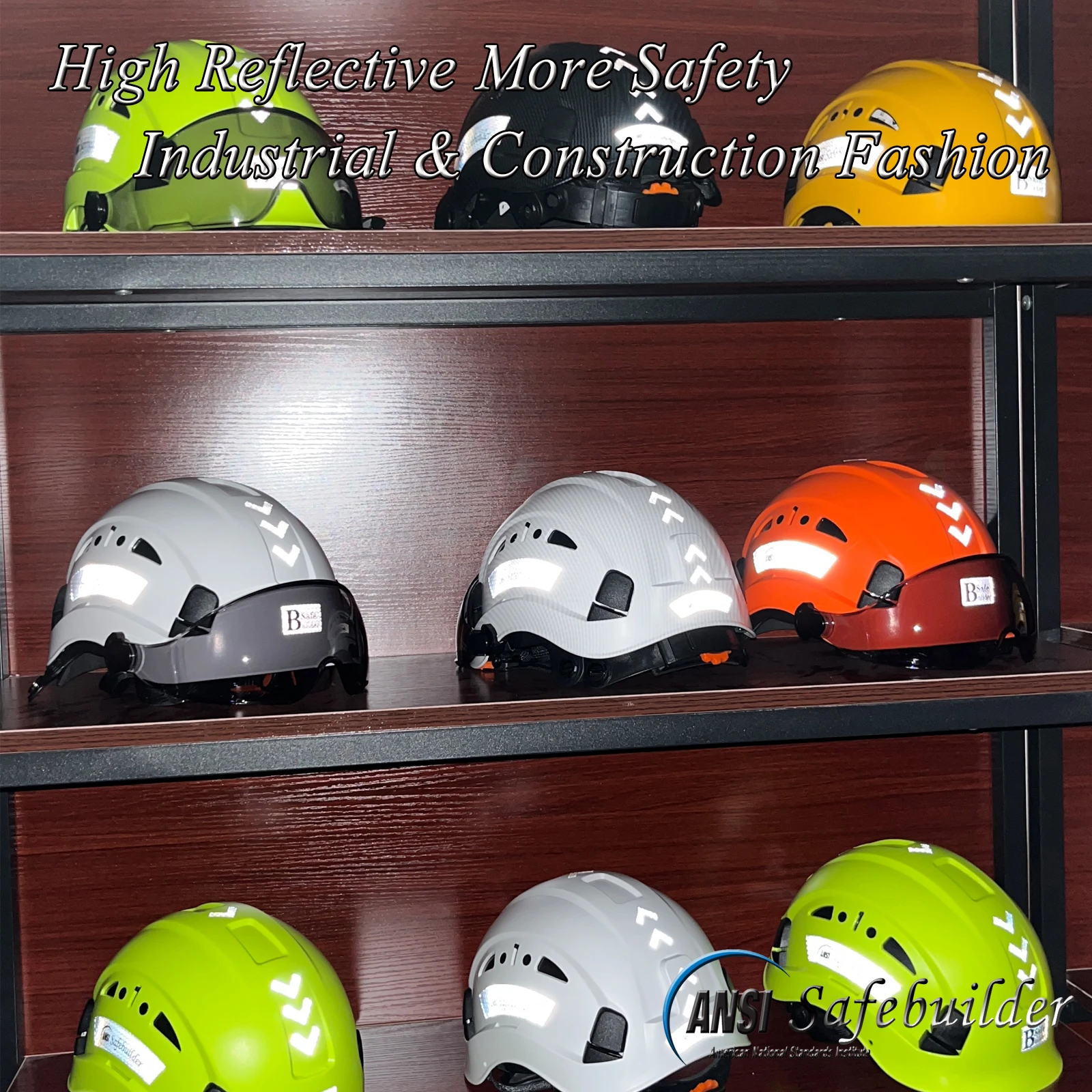 CE Construction Reflective Safety Helmet With Goggles For Engineer Visor ABS Hard Hat Vents Industrial Work Cap Head Protection