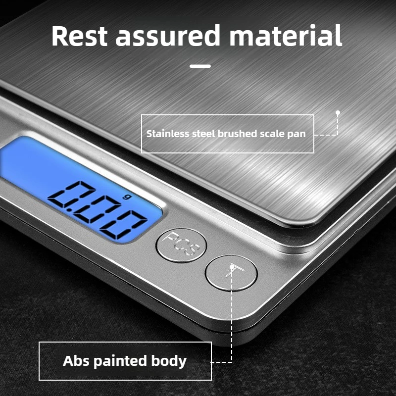 3 kg digitale Küchenwaage – 0,1 g präzise wiederaufladbare Lebensmittelwaage – Edelstahl-Wiegerät zur Koch- und Portionskontrolle