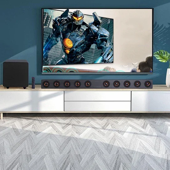 Barra de sonido para TV de 39,5 pulgadas, Subwoofer 2,1, Coaxial/óptico/Aux/USB/tarjeta TF con sonido envolvente ajustable EQ