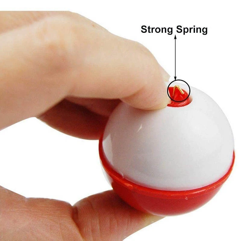 30Pcs Fishing Bobbers 1 Inch,Push Button Snap-on Fishing Floats Bobber Red and White,Fishing Float and Bobbers