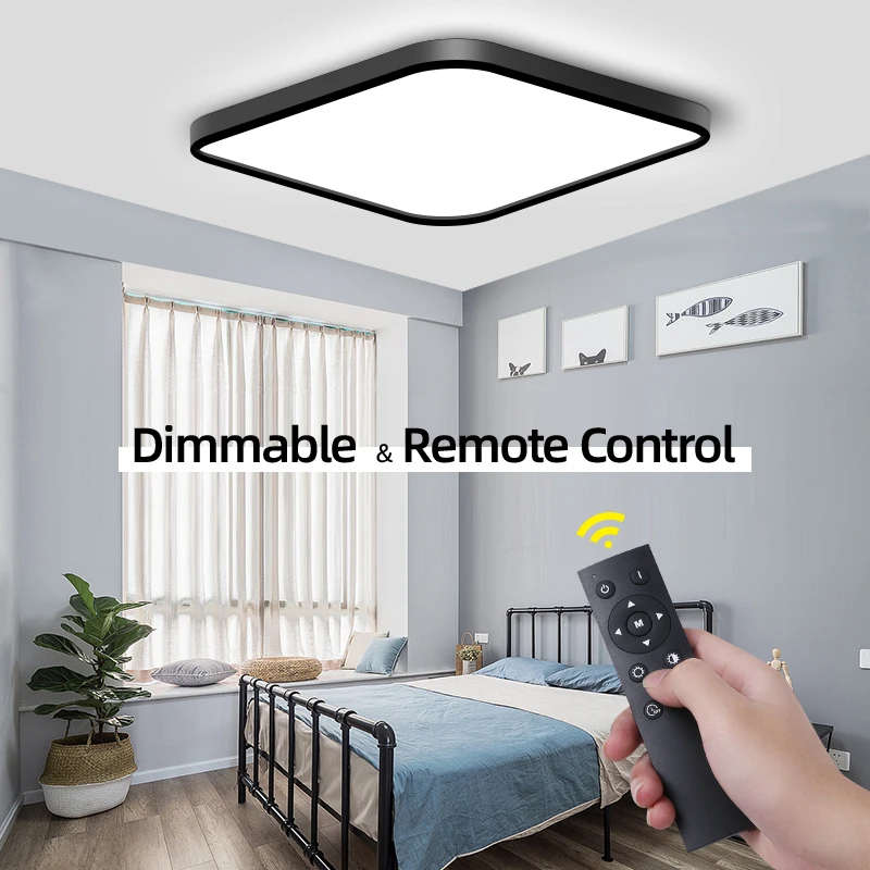 Imagem -02 - Smart Dimming Led Lâmpadas de Teto Home Fixture Chandelier Controle Remoto Painel de Teto Luz Iluminação Quadrada Sala 220v