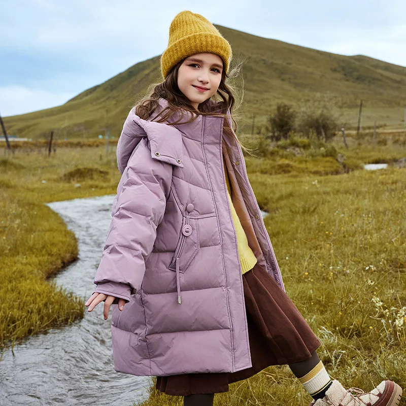 

OLEKID 2025 Winter Long Down Jacket For Girl Thick Warm Hooded Teenage Girl Jacket Coat 5-12 Years Kids Parka Outerwear Coat