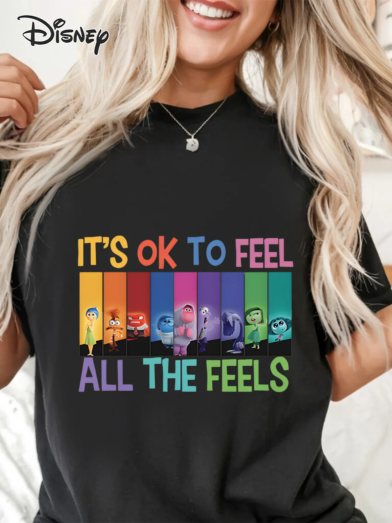 تي شيرت من القطن الخالص مطبوع عليه Inside Out، تي شيرت Y2K كبير الحجم بأكمام قصيرة #1