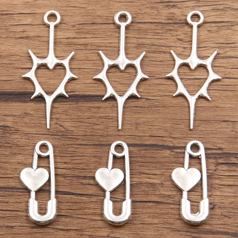 

WZNB 10PCS DIY Alloy Jewelry Accessories Hollow Love Pin Love Pendant Charm Luggage Jewelry Accessories For Jewelry Decoration