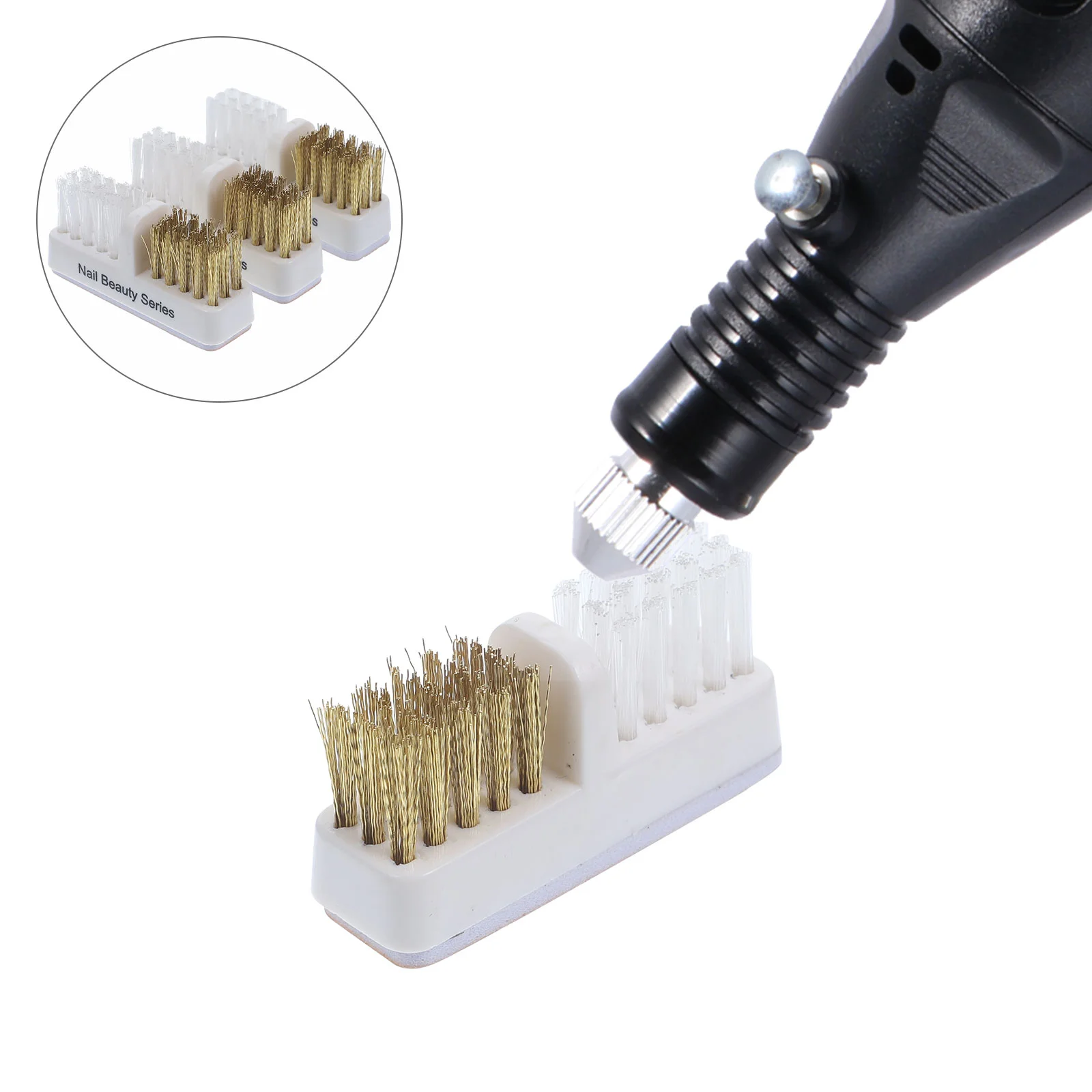 

3 Pcs Grinding Head Cleaning Brush Manicure Nail Bit Drill Polishing Cleaner Salon Bits Detergent Tools Rubber Wool Child