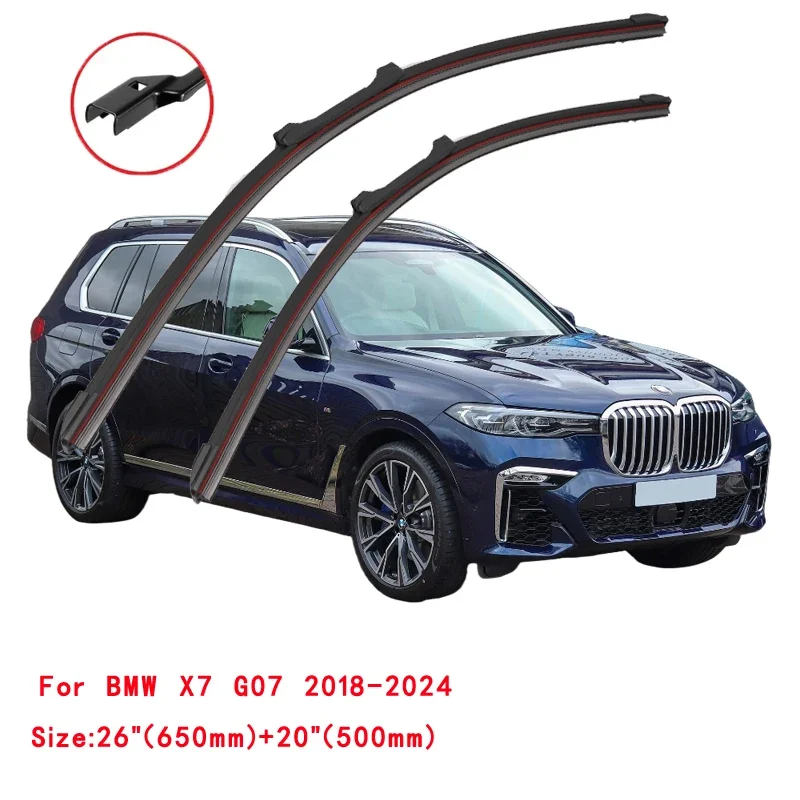 For BMW X7 xDrive 30d 40i 50i M50d G07 SUV 2019 2020 2021 2022 2023 26+20" Red Car Wipers Double Rubber Windshield Wiper Blade