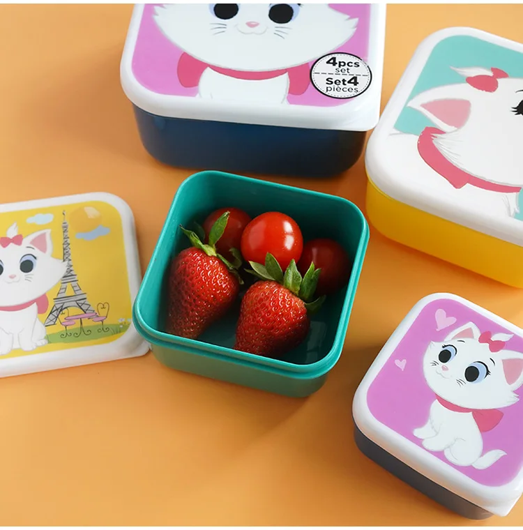 Nette Cartoon Tier Muster Bento Box kinder Tragbare Obst Box Kinder Mini Snack Box Lunch Box 4 teile/satz – Detail 2