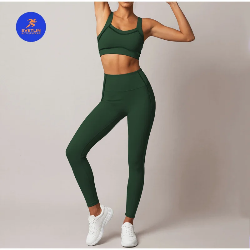 SVETLIN EU US Size High Quality Sports Yoga Set Tight-Fitting Quick-Drying Shockproof High-Waist Training Fitness Pants Set