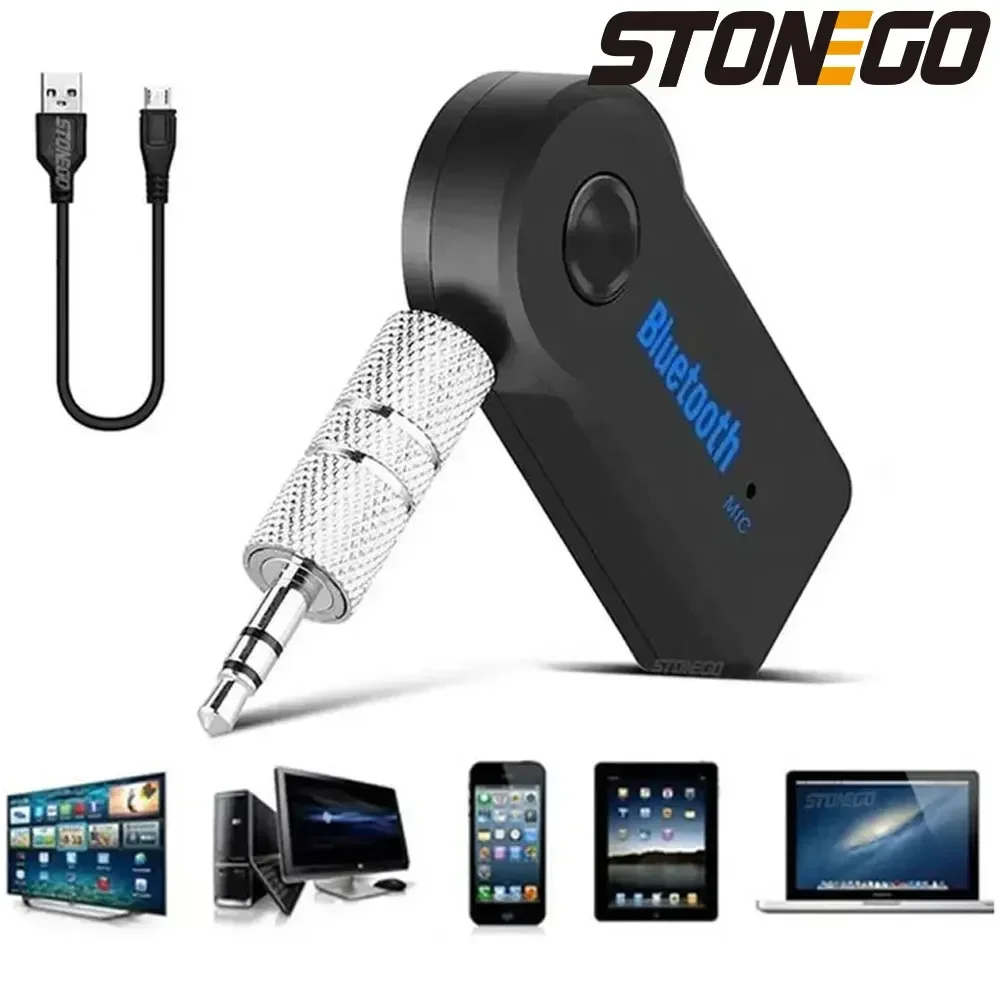 STONEGO Car Bluetooth Music Receiver Universal 3.5mm Streaming  Wireless Auto AUX Audio Adapter Connector Mic for Phone