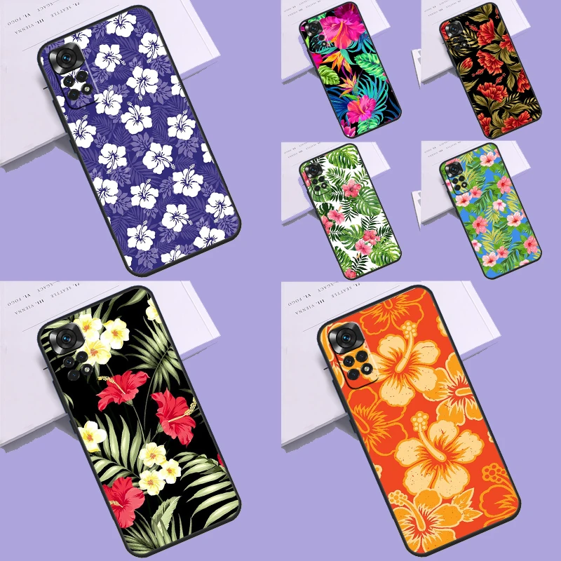 Hibiscus Flowers Floral Hybrid Case For Xiaomi Redmi Note 12 8 9 10 11 Pro Note 12S 11S 10S 9S 8T Redmi 12 9 10 C Cover