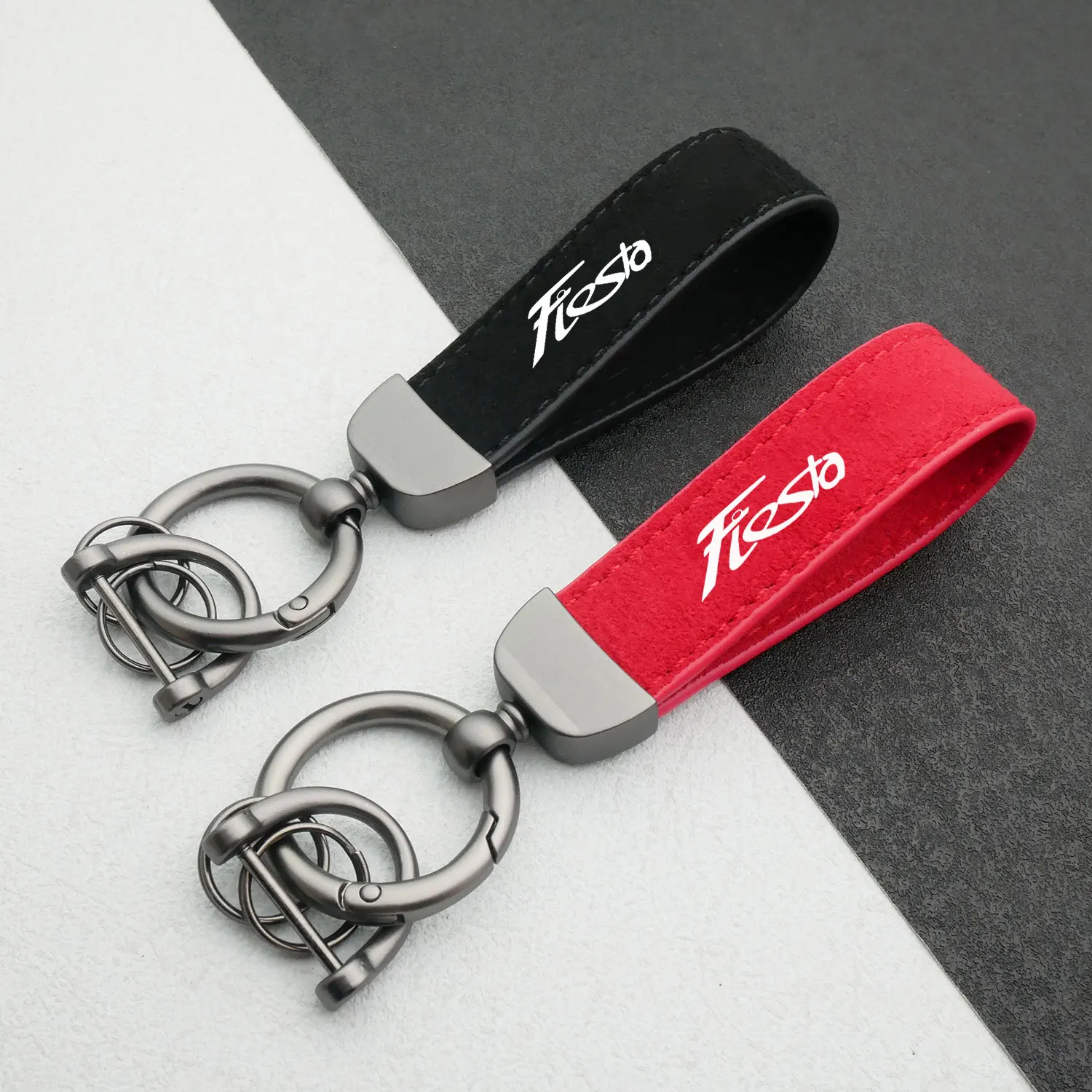 High-Grade Suede Keychain Car Sport Key Ring With Horseshoe Buckle For Focus Fiesta Styling Accessories