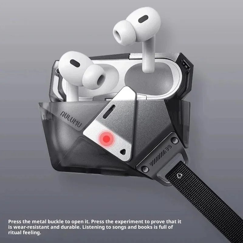 

Чехол для наушников AULUMU A39 с геометрическим рисунком для Airpods Pro3, амортизирующий чехол из цинкового сплава из ТПУ, поддержка беспроводной зарядки