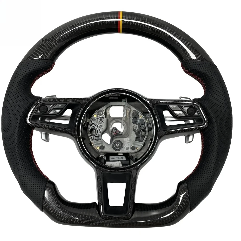 

Auto Accessories Leather Real Carbon Fiber Steering Wheel For Porshe 911 caynee