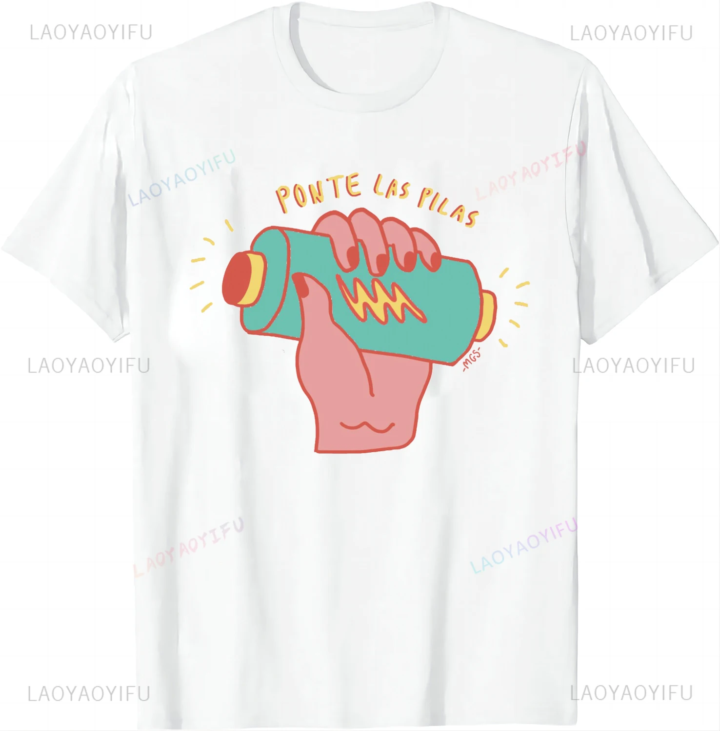 Ponerse Las Pilas Install Battery Optimistic Custom Printed Graphic T Shirts Y2k Harajuku Short Sleeve Tee  Camiseta