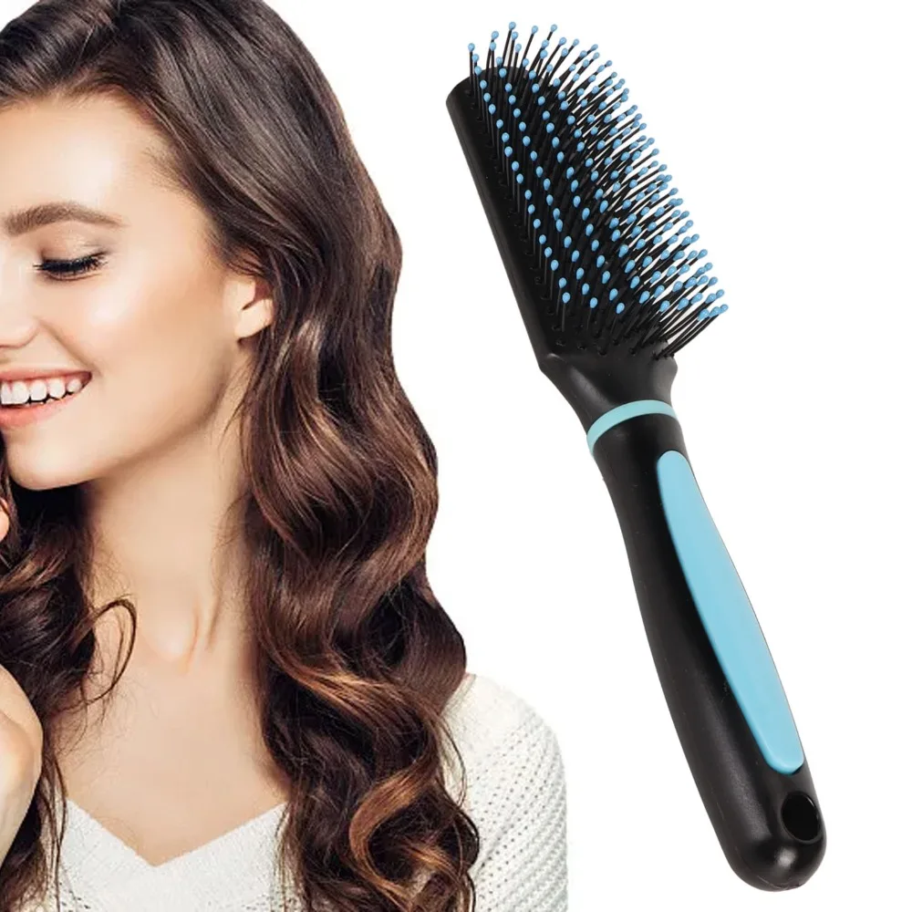 3pcs Volumising 9 Row Hair Brush Anti-Pulling Durable Detangling Hair Brush Portable Blue Color Styling Brush Travel Use