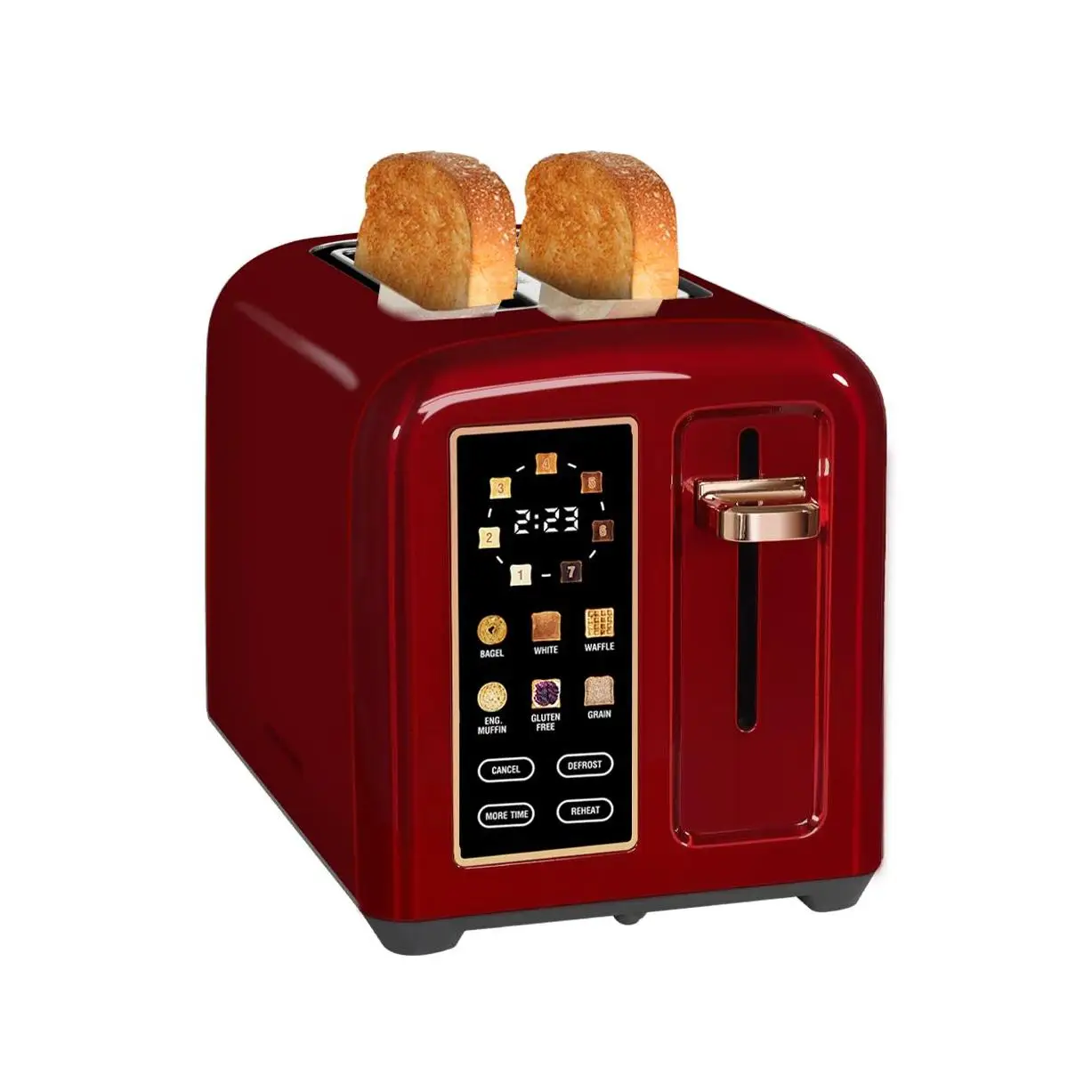 Toaster 2 Slice,Stainless,LCD Display &Touch Button,50% Faster Heating Speed,1.4'' Wide Slots,Basic & Peculiar Functions,1350W