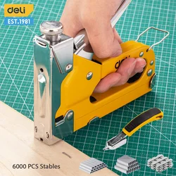 Deli 3 in 1 Nail Gun Set with Staples Remover Manual Adjustment Wood Upholstery Stapler Gun for Carpentry Tools Home DIY