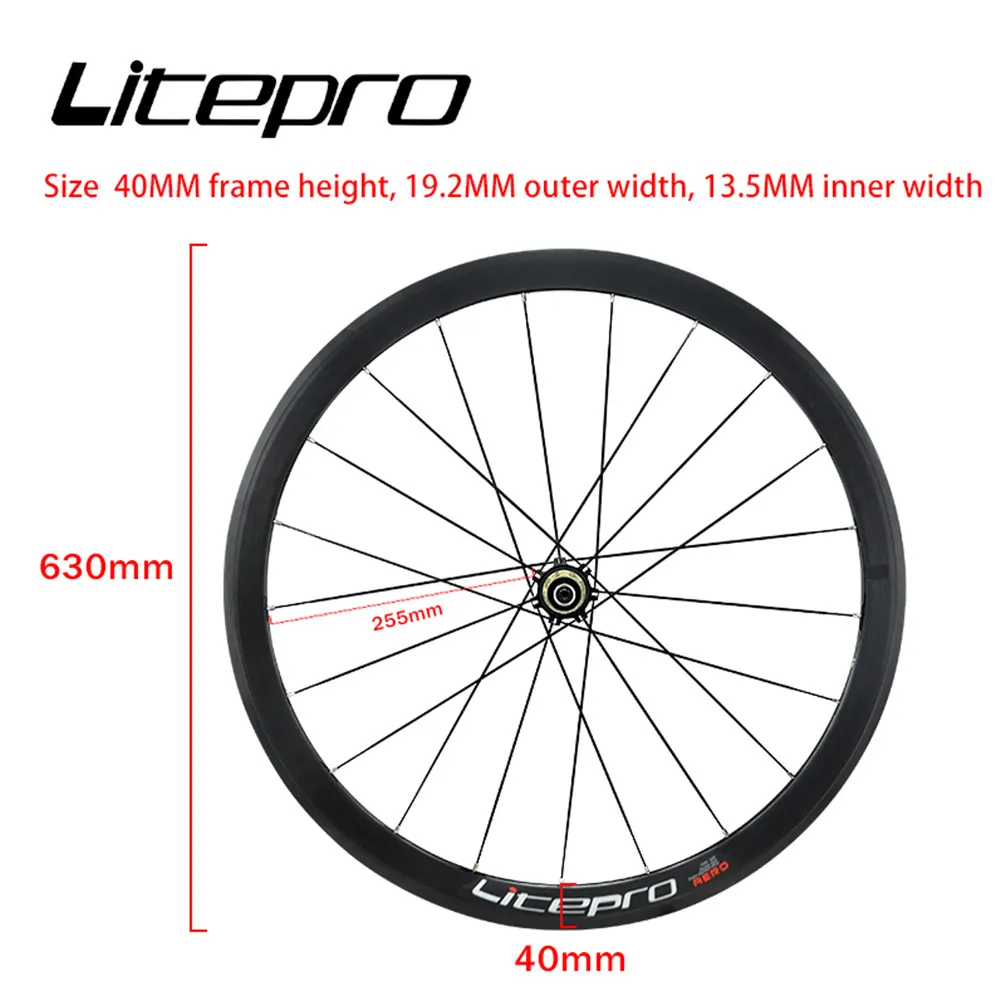 Litepro 700C Carbon Fibre Hub Straight Pull Wheels Alloy Rim 40MM 6 Claws 11S Road Bicycle V Brake Wheelset 1900G