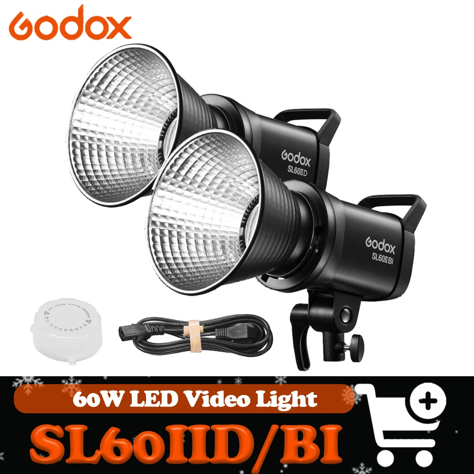 

Godox SL60IID SL60IIBi LED COB Видеосвет CRI 96+ TLCI 97+ Встроенные световые эффекты для видеостудии Прямая трансляция видеосъемки