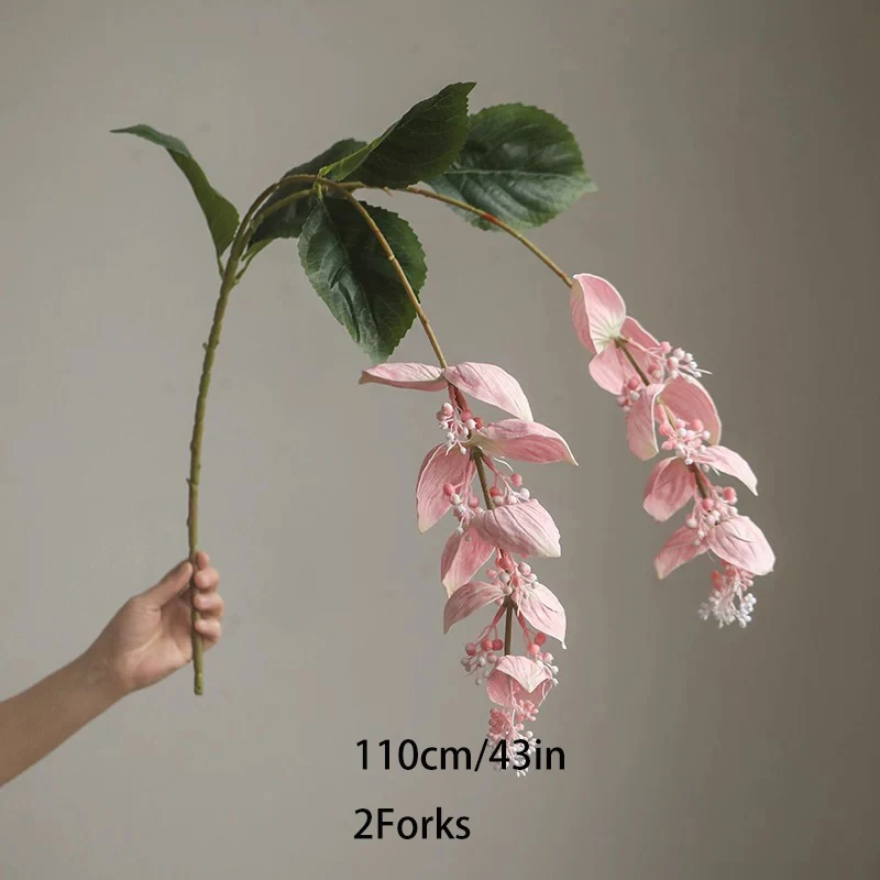 43 Zoll große, rosafarbene chinesische Puppenpflanze, künstliche Blumen, tropische Medinilla Magnifica, künstliche Blumen für Zuhause, Party, Geschäft, Hochzeitsdekoration – Detail 14
