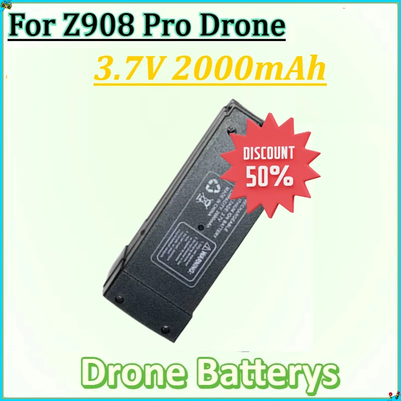 

For Z908 PRO MAX RC Plane Z908 MAX Grey/ Black Rechargeable Battery Accessories New Z908 Pro MAX 3.7V 2000mAh Drone Battery