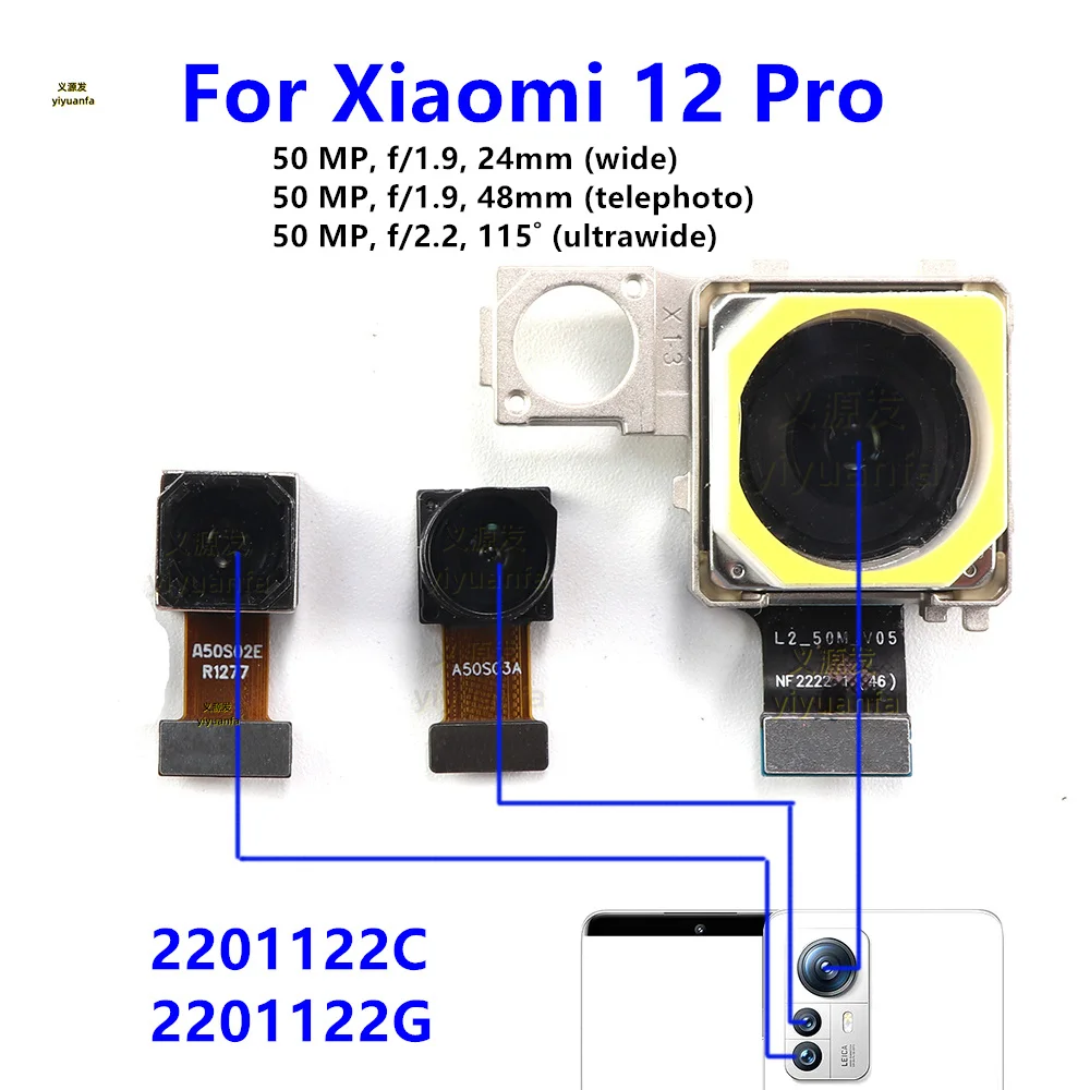 Rear Back Camera For Xiaomi Mi 12 Lite 12 Pro 12Lite 12Pro 12X Backside Camera Module Replacement Parts