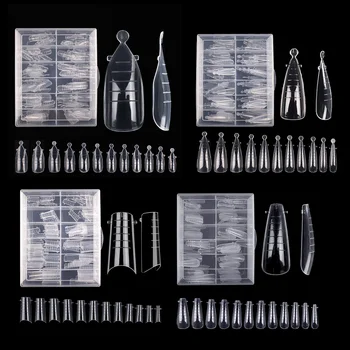DIY 수제 풀 커버 디자인 익스텐션 긴 네일 몰드, 아크릴, 저렴한 가격, UV 젤, 가짜 손톱, 네일 폼 아트 도구, 100 개 