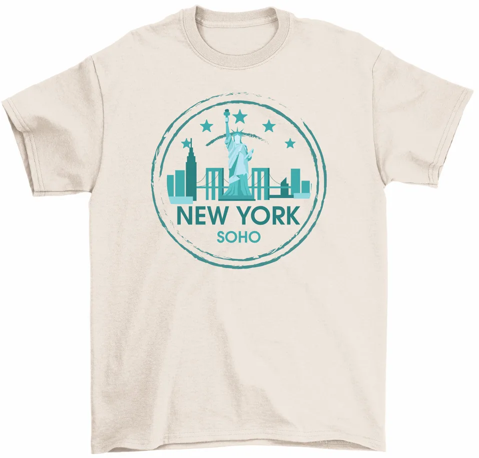 

New York Soho T-Shirt Manhattan NYC Skyline Statue Of Liberty Travel Tees High Quality 100%Cotton Short Sleeve