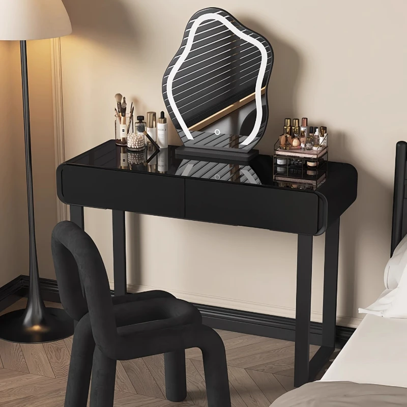Tocador negro con cajones, tocador ligero de lujo, armarios baratos para dormitorios, mesa de maquillaje, estación de maquillaje para mujer, cómoda