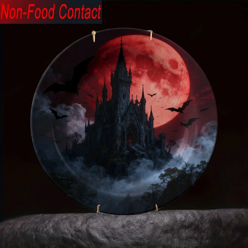 2D Flat, Christmas 2D 1pc Ceramic Decorative Plate, Non-Consumable Pure Decoration, Home Desktop Art Ornament for Living Room