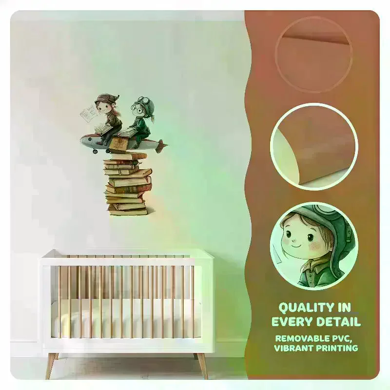 1pc Cartoon Dreams And Books Removable PVC Wall Stickers For Kids Room Decoration Nursery Classroom Wall Art Decals