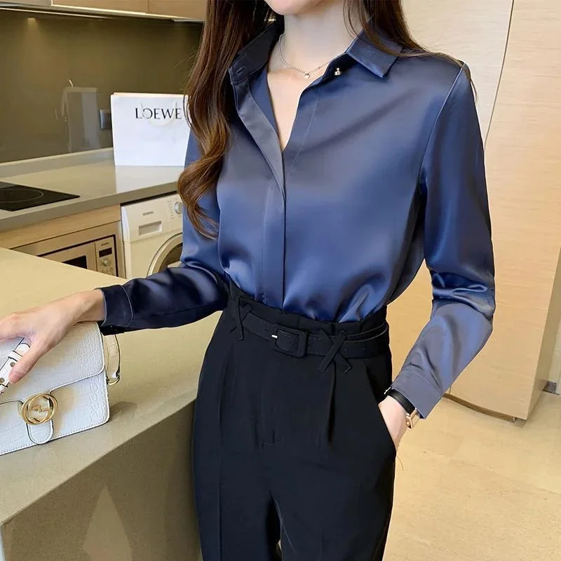 Woman Spring Autumn Style Blouses Shirts Lady Casual Long Sleeve Turn-down Collar Blusas Tops