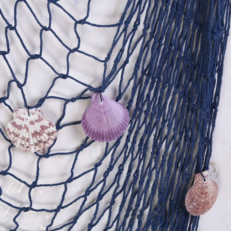 Mediterranean style fishing net wall hanging featuring 12 shells perfect for adding character and warmth to your For Home decor