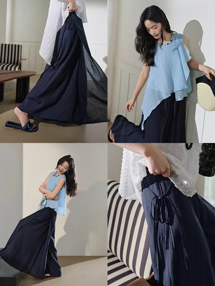 Loose Wide Leg Casual Pants Women's Autumn New Sle Dra Texture een Lazy Straight Leg Trousers Faionable Commute Sle