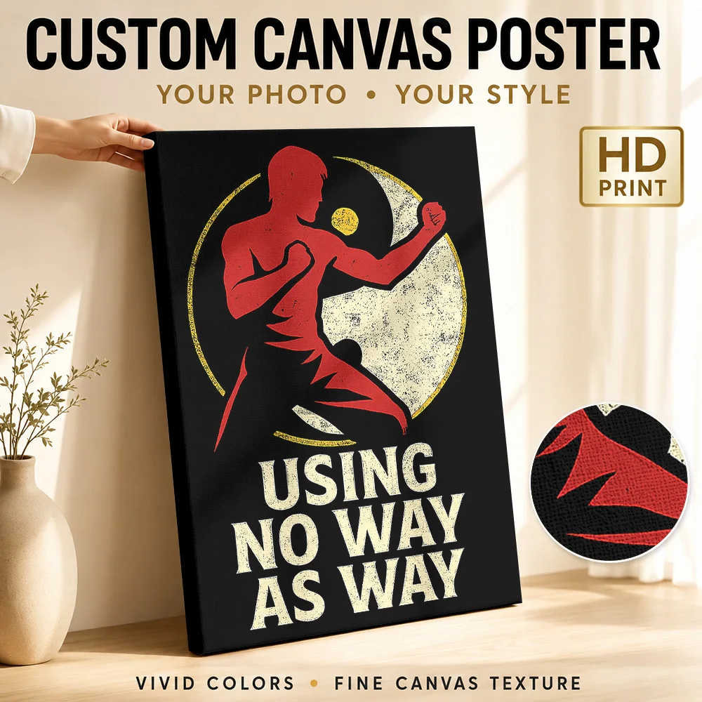 Jeet Kune Do Philosophy Yin Yang Vintage Martial Framed Canvas Poster Custom Photo Modern Aesthetic Wall Art for Bedroom Decor