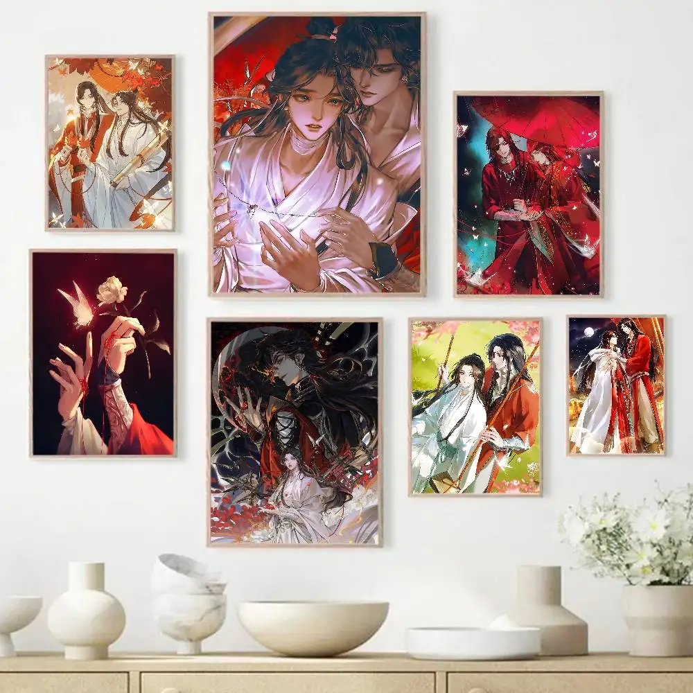 Tian Guan Ci Fu H-Heaven Official Blessing Classic Vintage Posters Vintage Room Home Bar Cafe Decor Nordic Home Decor