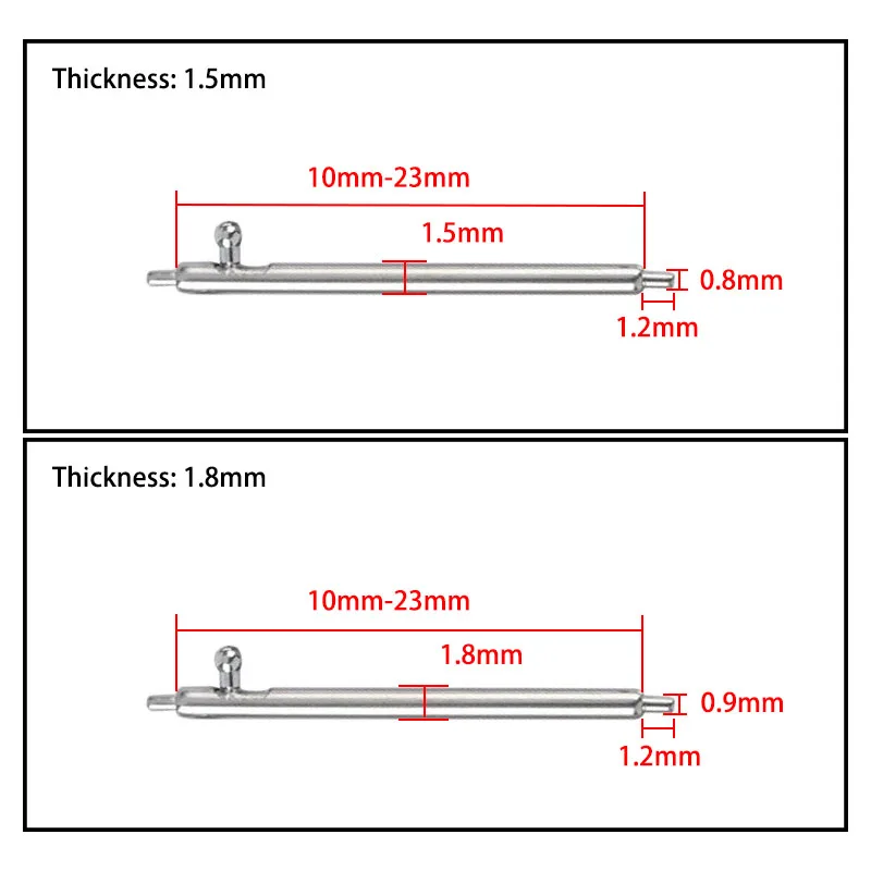 20pcs Quick Release Link Pins Width 18/20/2/23mm 10-17mm 1.5mm/1.8mm Diameter Spring Bars for Smart Watch Strap Bracelet