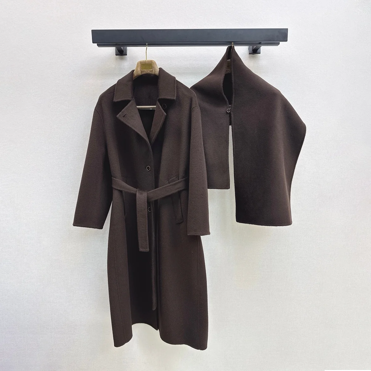2026 high-quality women's autumn and winter high-end feeling detachable shawl collar double-sided wool coat--2692225