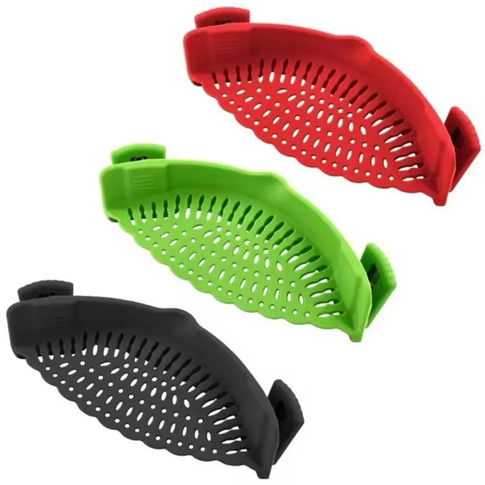 

New Adjustable Clip-On Strainer Leak Proof Silicone Material Noodle Water Filter CC Clip-On Function Handheld Drainer