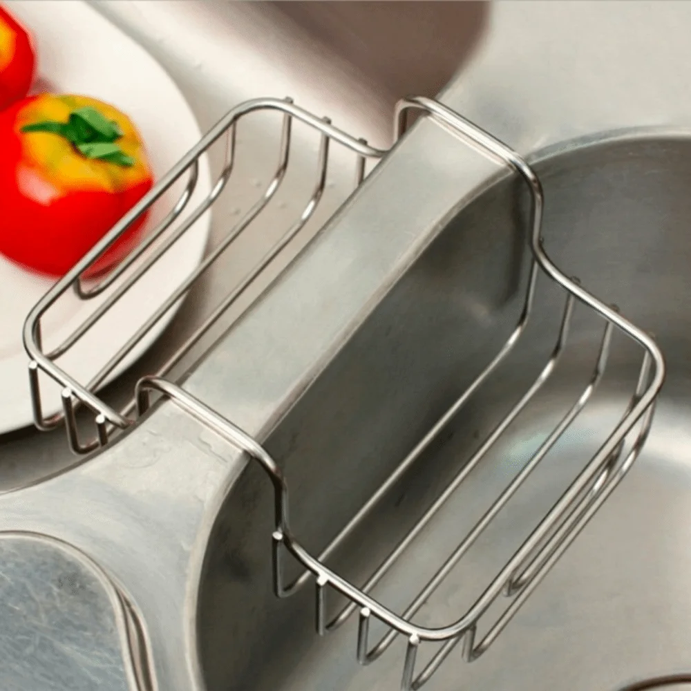 Stainless Steel Sink Sponge Holder Double Side Heavy Duty Sink Saddle Space Saving Durable Sink Organizer Countertop Storage