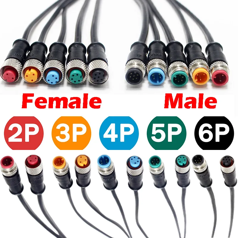 

5/20PCS M9 2 3 4 5 6 Pin DC Electric Bicycle Butt Joint Plug waterproof female male Connector Wiring Scooter Brake Cable 20CM