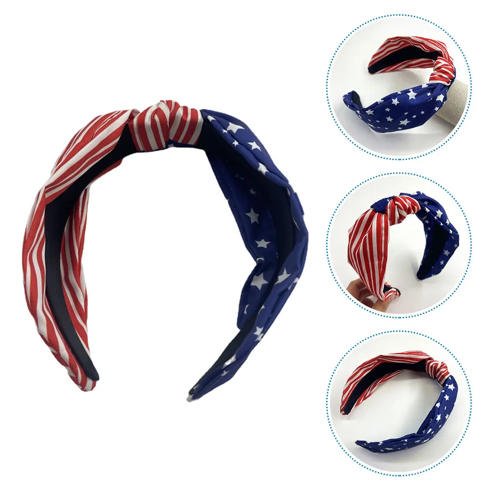 

American Flag Knotted Headband Independence Day Twisted Wide Hairband For Women Patriotic Knot Headbands Party Fashion Accessory