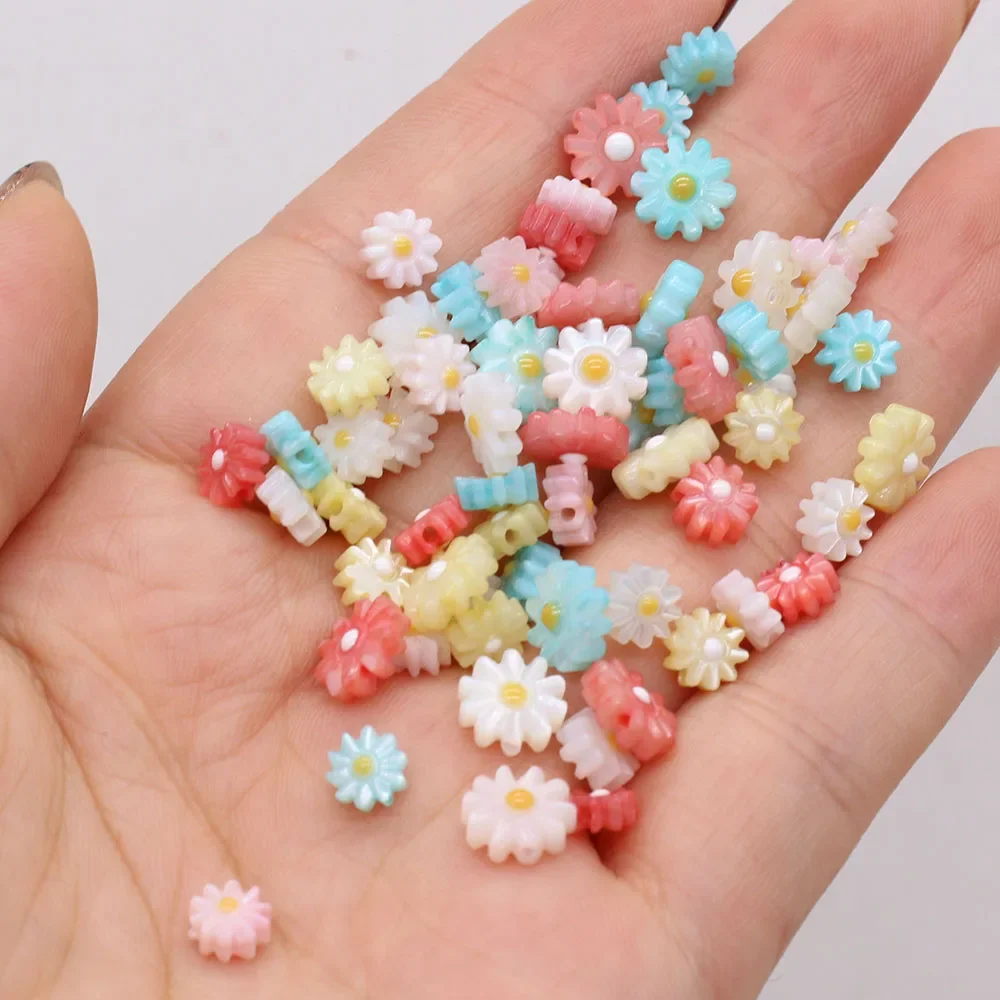 10 Pcs Natural Freshwater Shells Random Colors Flower Shape Spacer Beads for Jewelry Making Women Bracelet Necklace