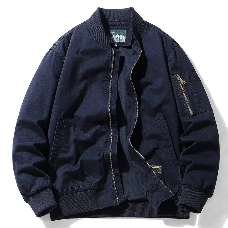 Retro American Workwear Jacket Men's Spring Autumn Casual Loose Wear Resistant Long Sleeve Top Coat Youth Fashion Street Style