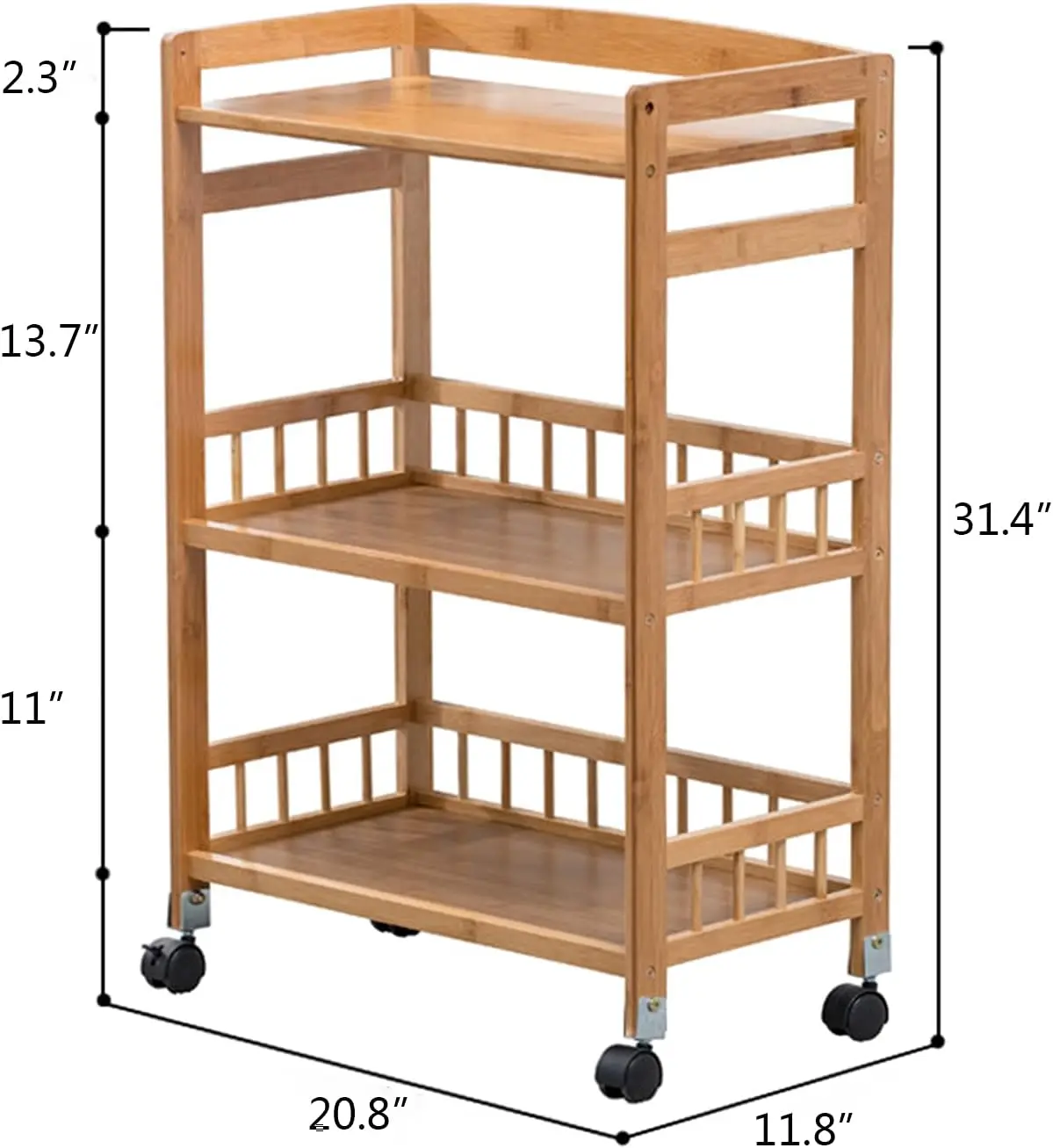 3-Tier Rolling Home Bar Serving Cart Mobile Kitchen Serving Trolley Cart with Removable Trays Bamboo Wine Rack with Wheels Bar Dining Room Tea Wine Holder Serving Cart Furniture - view 6