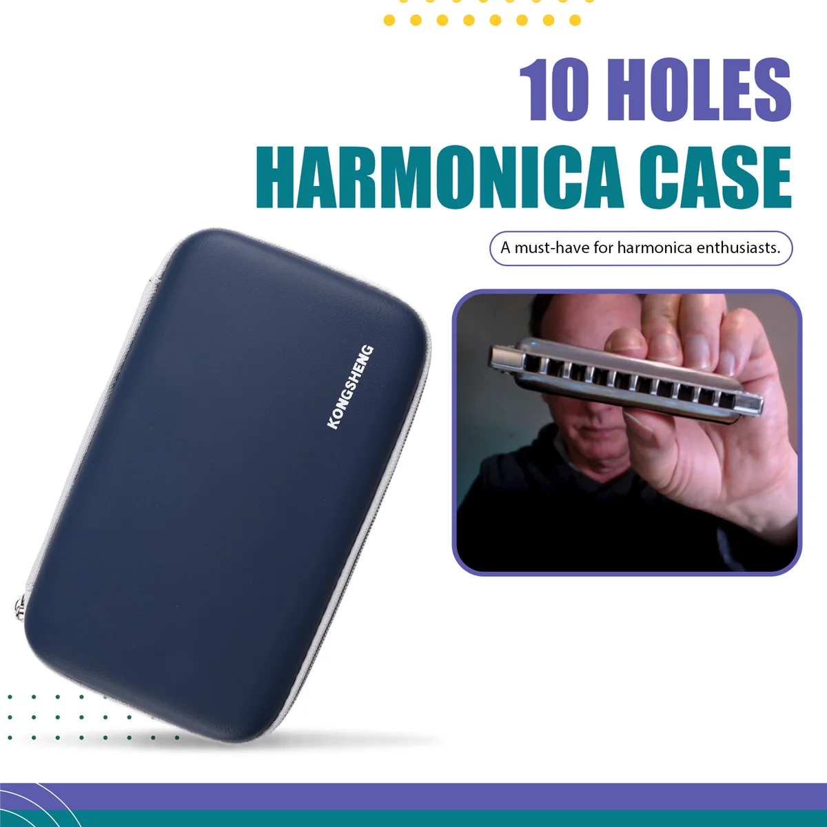 

AC22 Чехол для губной гармошки с 10 отверстиями, чехол для губной гармошки на молнии для 7 губной гармоники для любителей губной гармоники Чехол для губной гармошки