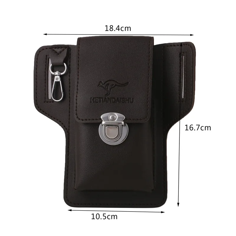 Men Cellphone Loop Holster Case Belt Waist Bag Props PU Leather Purse Phone Wallet Vintage Belt Mobile Phone Protective Sheath