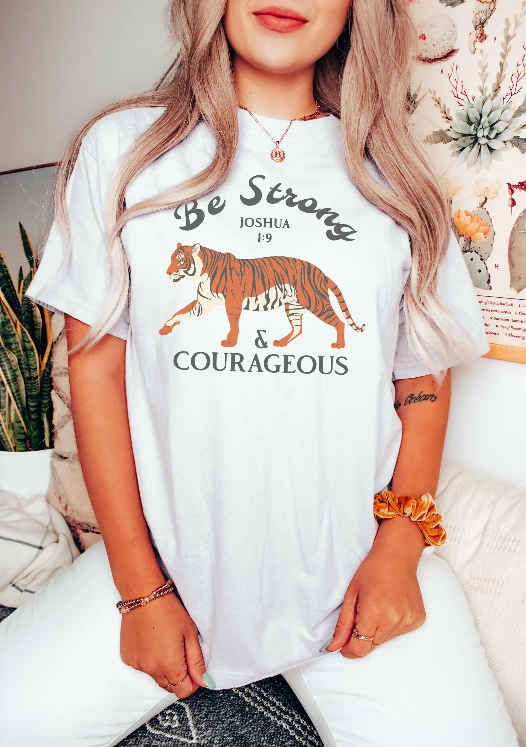 Be Strong and Courageous T Shirt Faith Joshua 1 9 Christian Trendy Bible Verse Religious Quotes