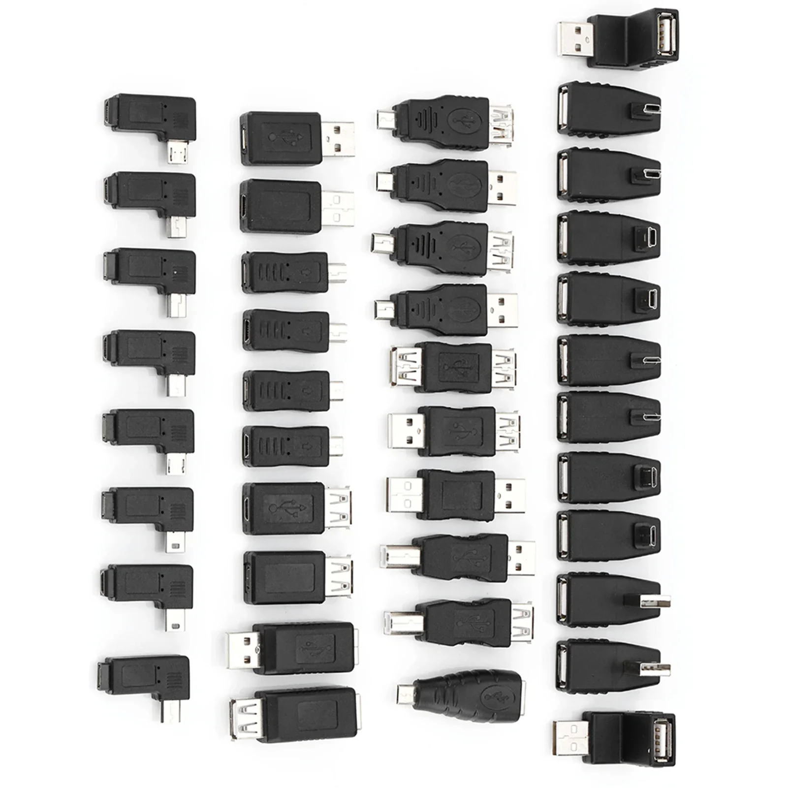 40PCS USB2.0 Adaptor Angled Miniature Micro B Type Male to Female Converter Connector Kit